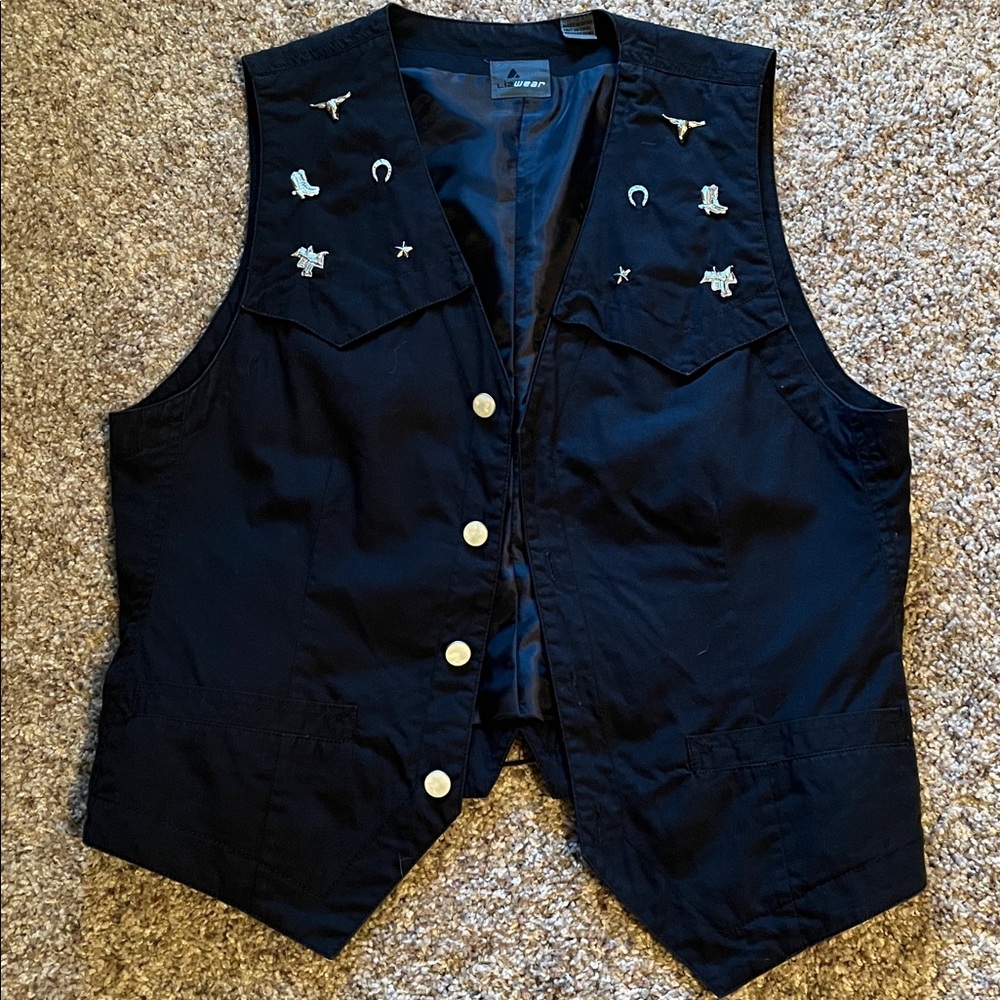Lizwear Black Vest with Western Stud Accents